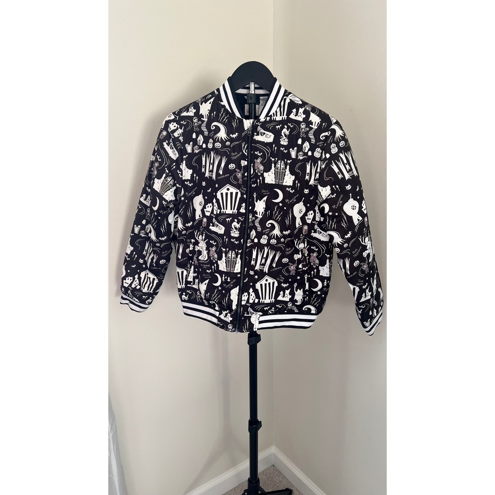 Disney Nightmare Before Christmas Kids Bomber Jacket Black White All Over Print